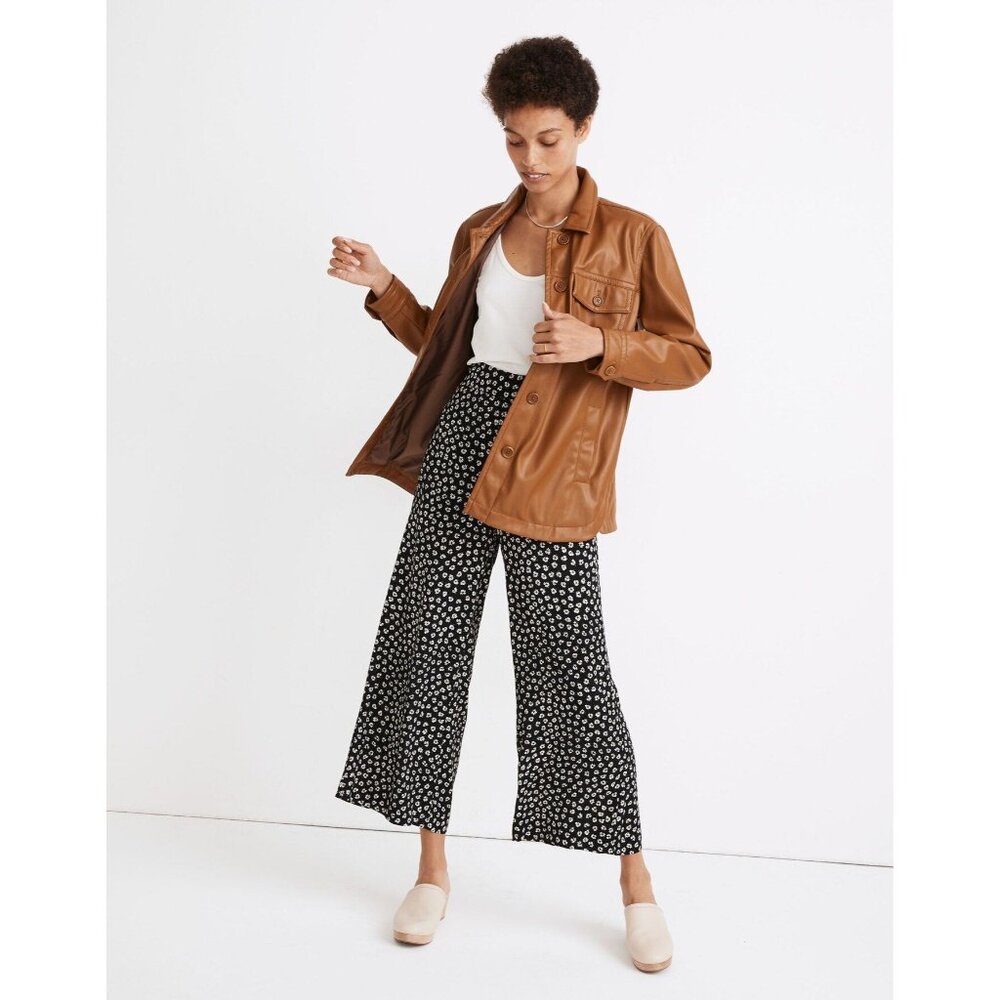 NWT Madewell Huston Pull On Crop Pants in Woodcut Flowers XXL Wide Leg Drapey